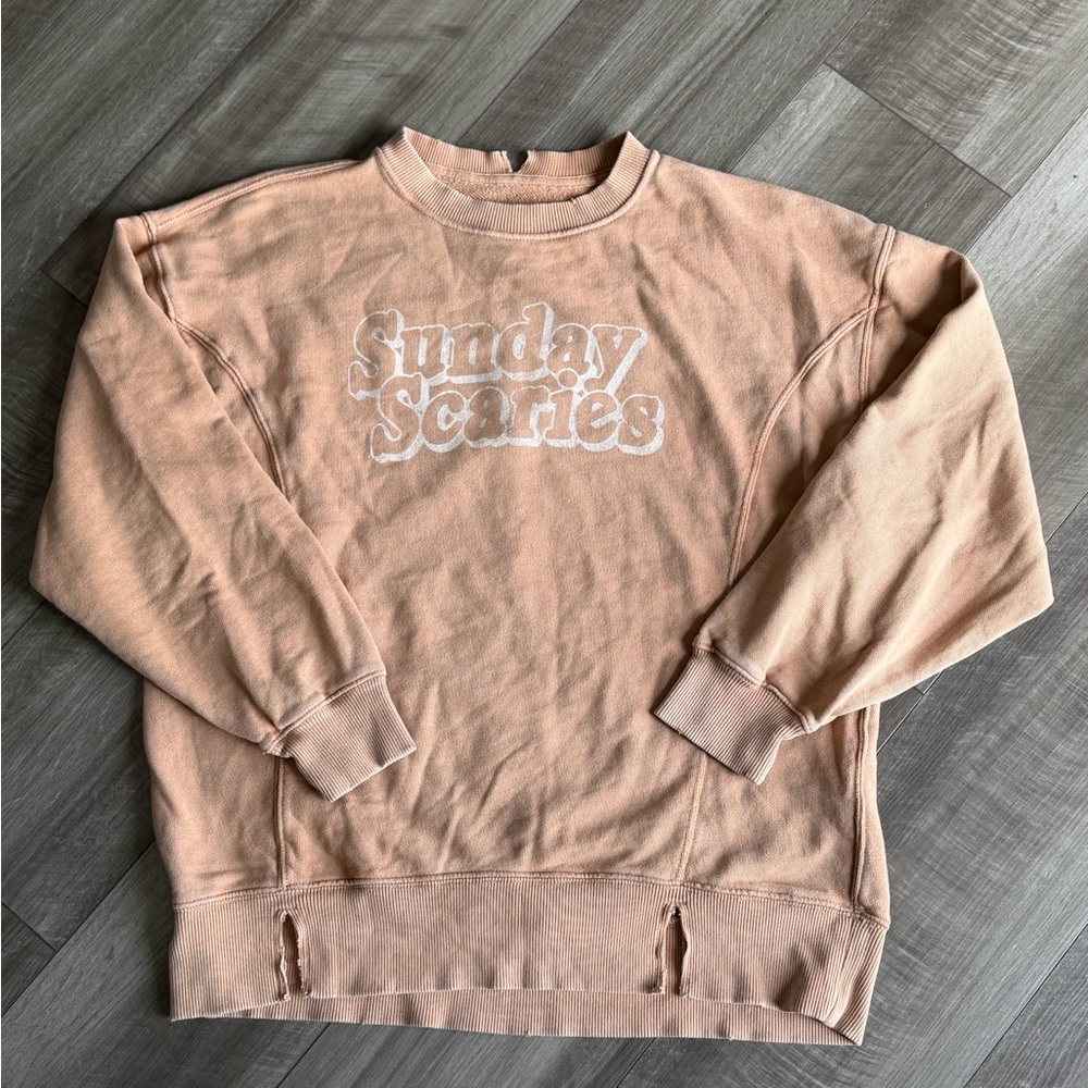 Aerie Tan Oversized Sunday Scaries Sweatshirt Retro Women’s Sz XXS